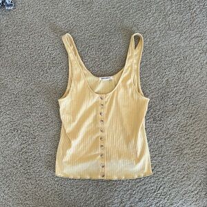 Billabong Yellow Ribbed Button-Down Tank Top